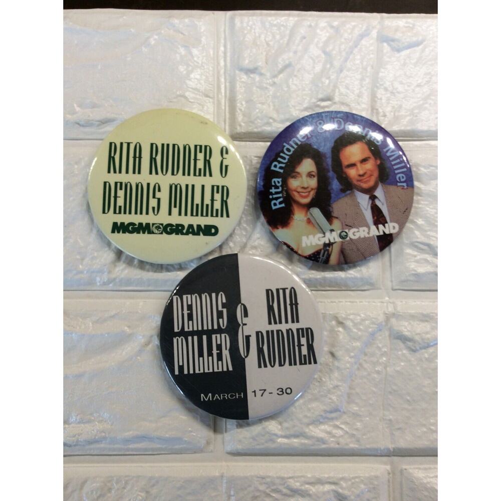 3‎ 1980's Rita Rudner & Dennis Miller MGM Grand 3" Pinback Button Comedy
